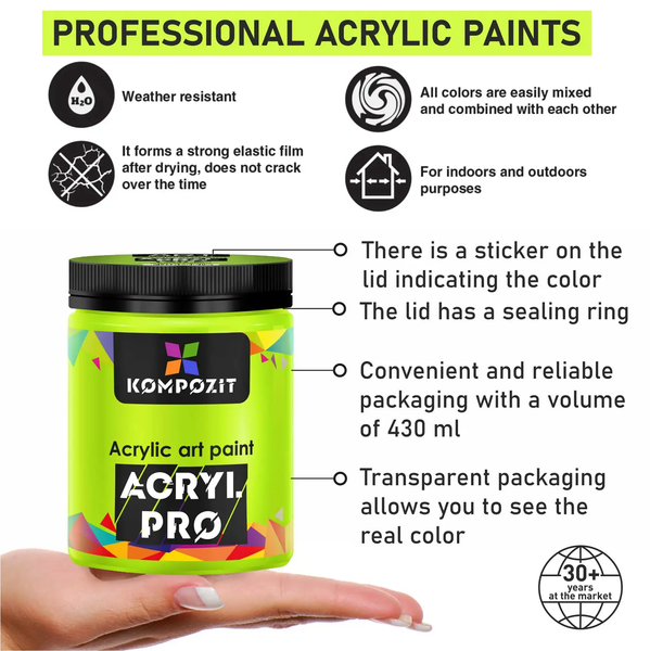 Краска художественная Acryl PRO ART Kompozit, 0,43 л, 018 белила титановые 001296 фото