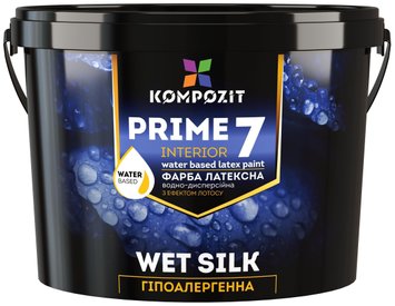 Краска суперстойкая латексная интерьерная Kompozit Prime 7, 0,9 л, белый, шелковисто-матовый, A 81530 фото