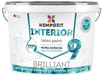 Краска интерьерная Kompozit Interior 9, 0,8 л, белый, матовый 19636 фото