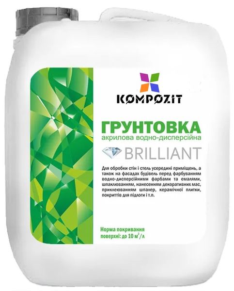 Грунтовка акрилова Kompozit Brilliant, 1 л, безбарвний, матовий 15083 фото