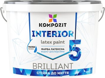 Краска интерьерная Kompozit Interior 5, 1,4 кг, белый, матовый 76022 фото