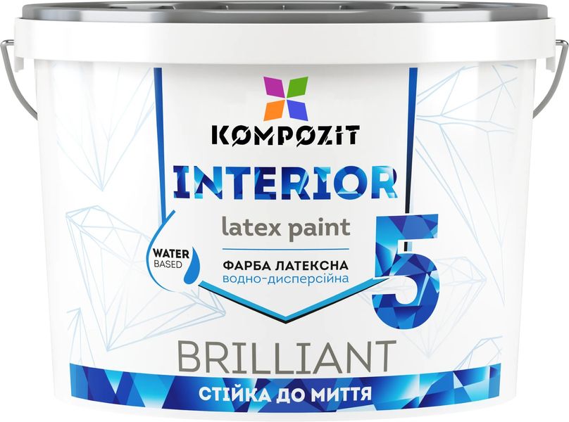 Краска интерьерная Kompozit Interior 5, 1,4 кг, белый, матовый 76022 фото