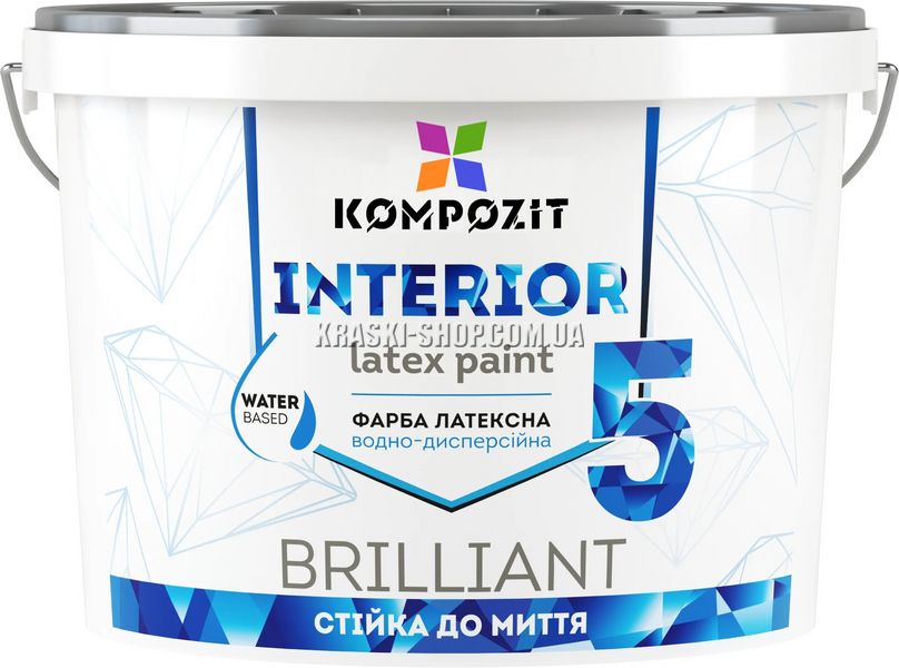 Фарба інтер'єрна Kompozit Interior 5, 1,4 кг, білий, матовий 76022 фото