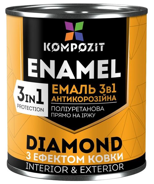 Емаль антикорозійна Kompozit Diamond 3 в 1, 0,65 л, бронзовий, матовий 77523 фото