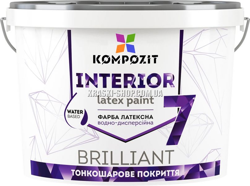 Краска интерьерная Kompozit Interior 7, 1,4 кг, белый, матовый, A 25153 фото