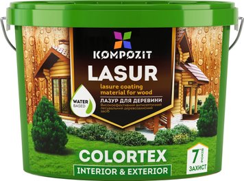 Лазурь для древесины Kompozit Lasur Colortex, 0,9 л, бесцветный 22095 фото
