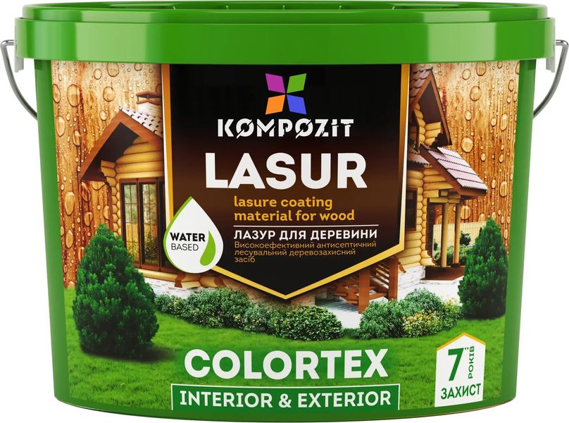 Лазур для деревини Kompozit Lasur Colortex, 0,9 л, безкольоровий 22095 фото